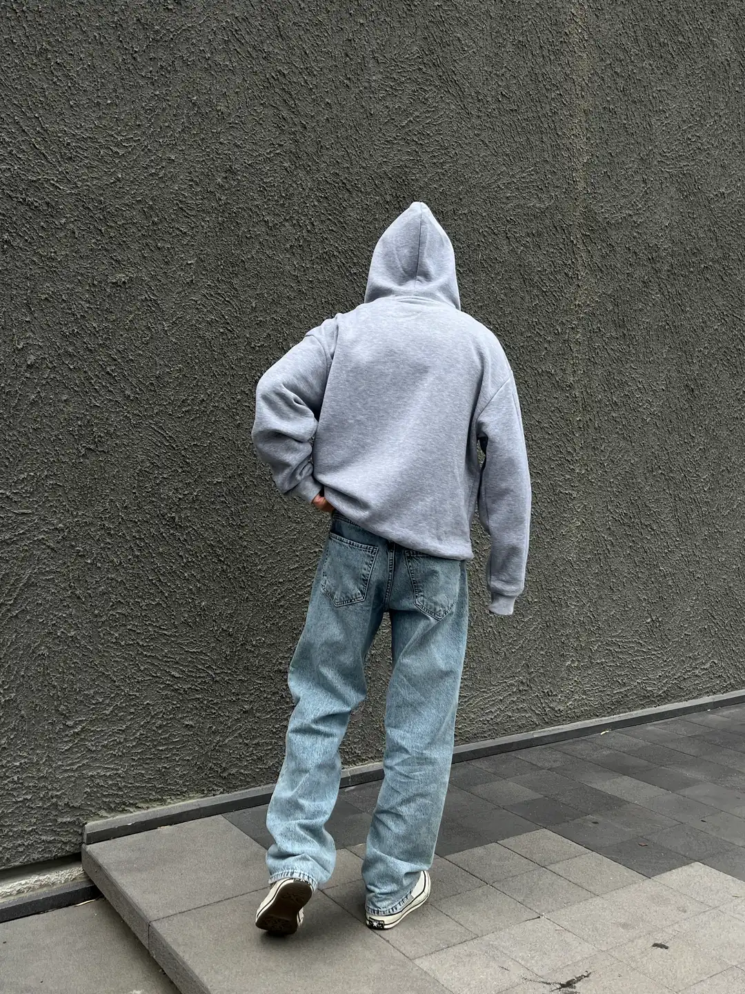 Gri Oversize Zip Hoodie