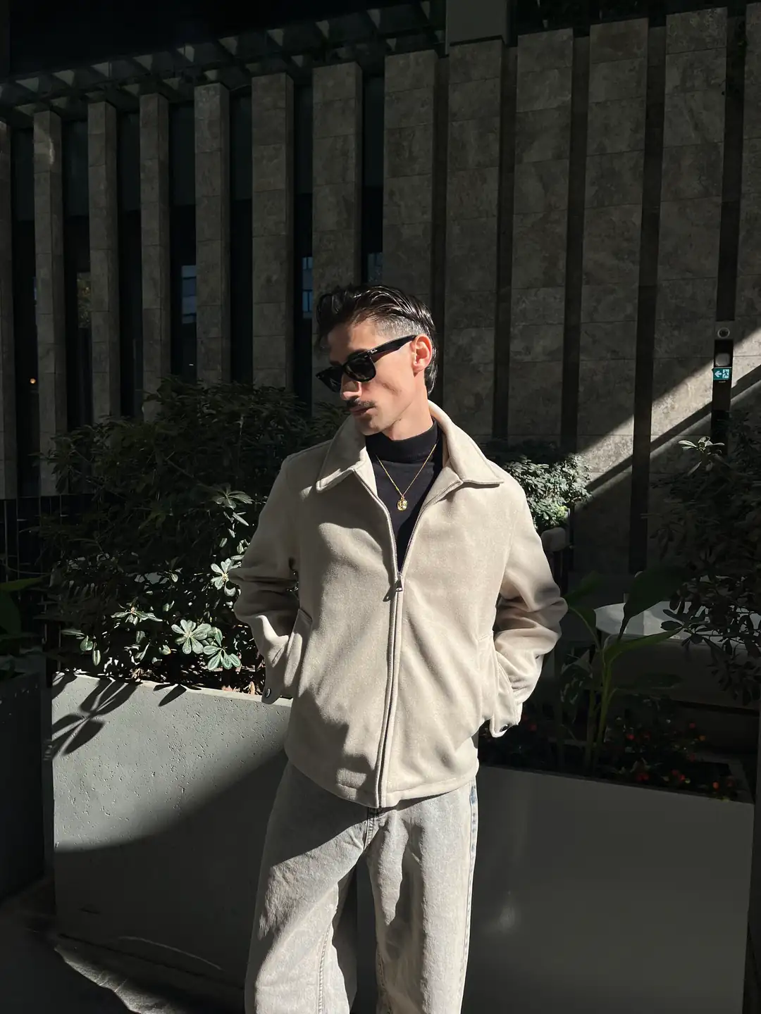 Polo Yaka Boxy Fit Kaşe Ceket