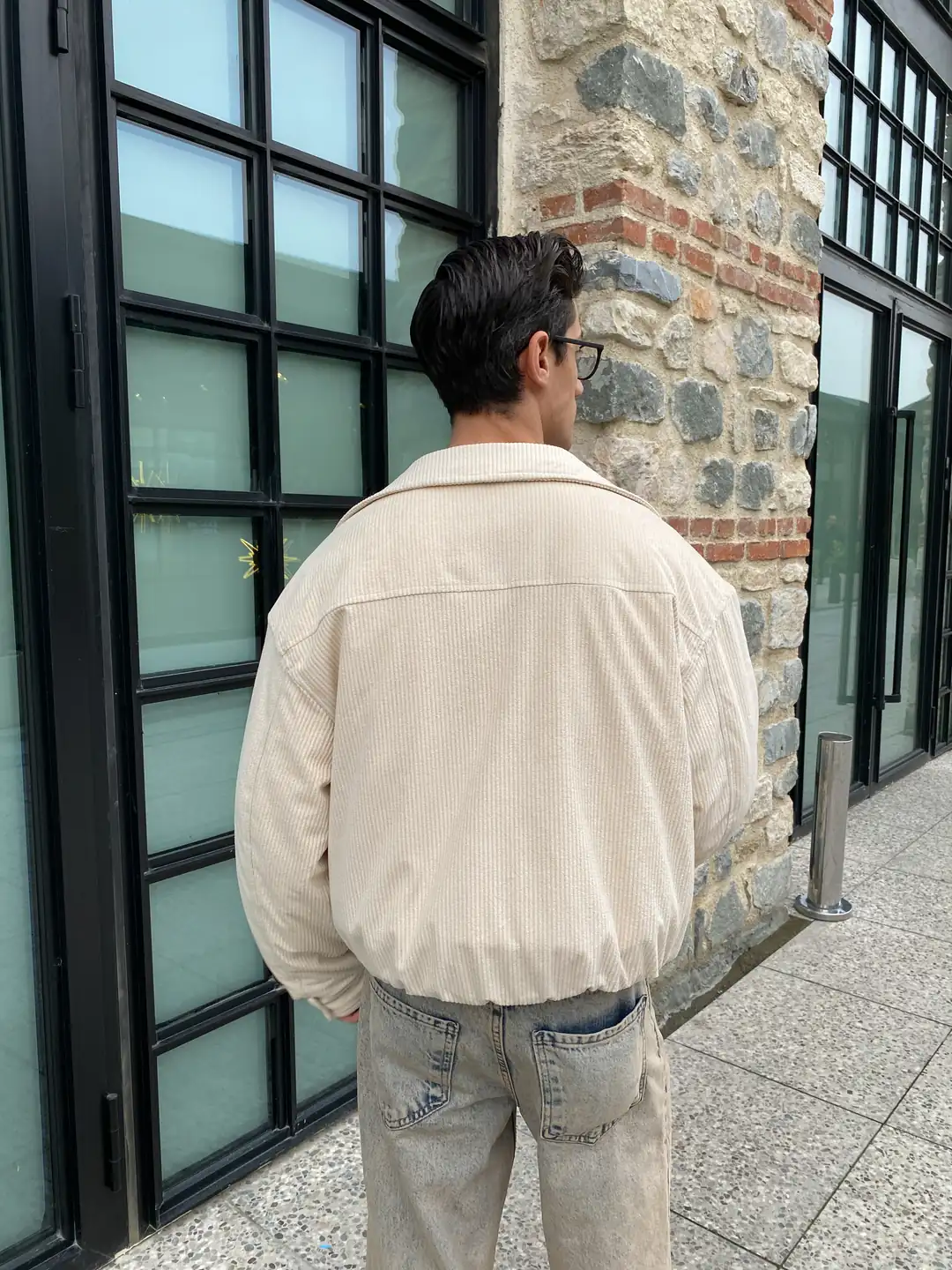 Krem Kadife Bomber Ceket