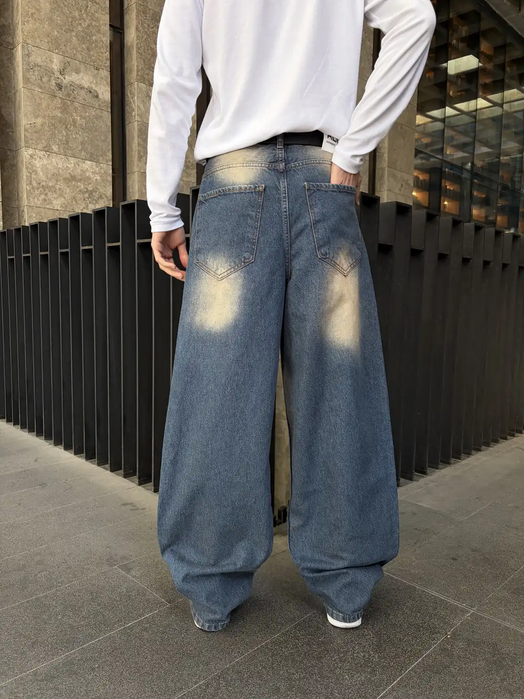 Eskitme Mavi Extra Baggy Jean