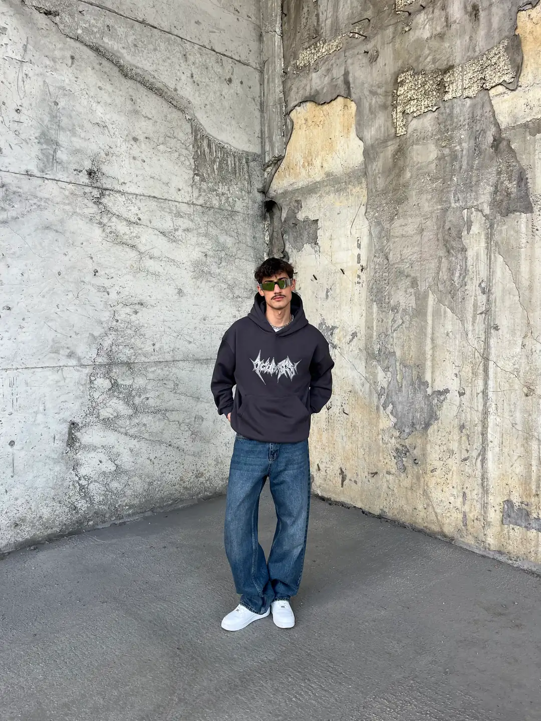 Çamur Baskılı Premium Füme Sweatshirt