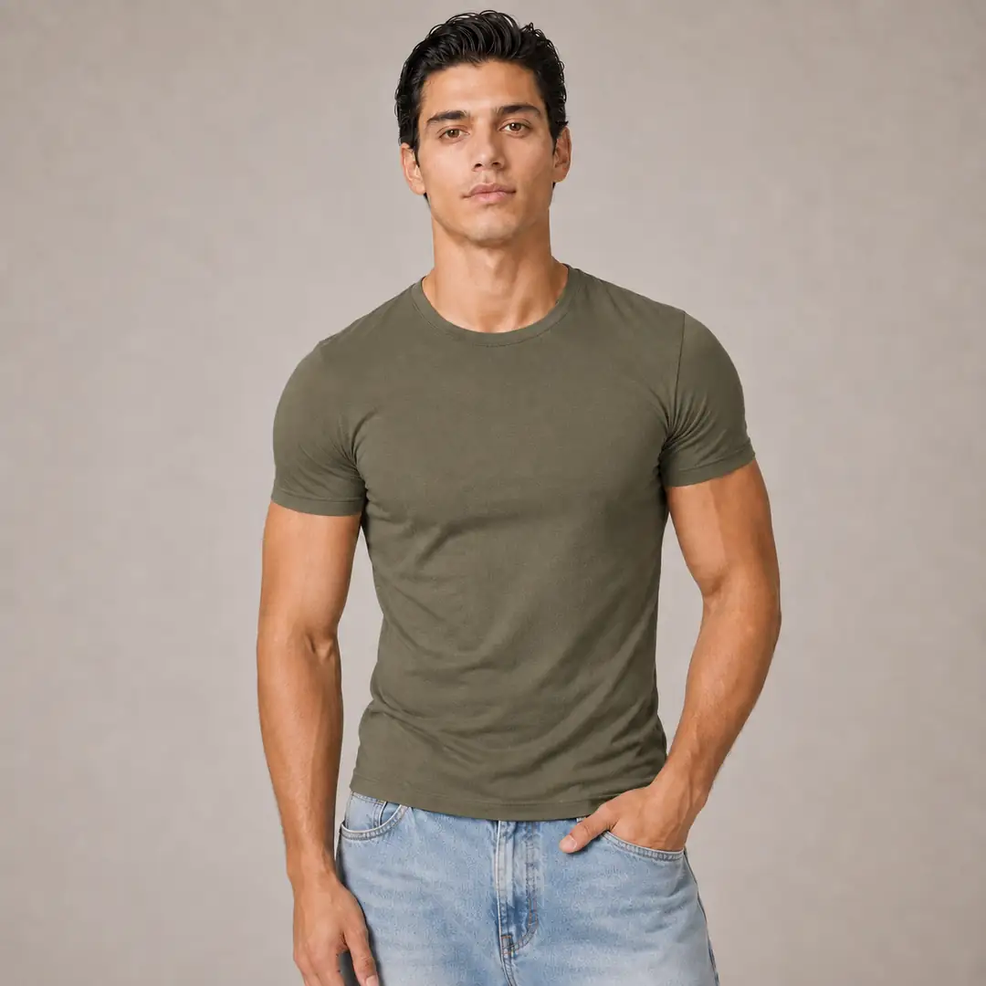 Ürün görseli: Muscle Fit Tişört - Baby Tee - Haki
