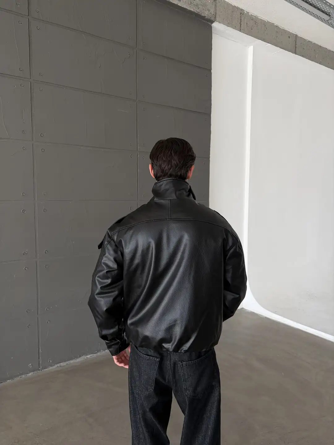 RELAXED FIT DERİ BIKER CEKET