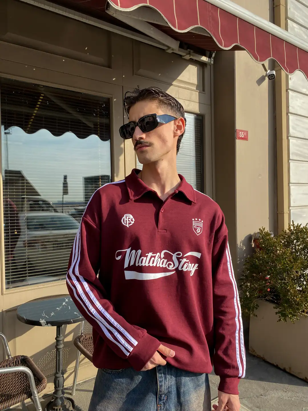 Ürün görseli: Polo Yaka Matcha Story Uzun Kollu Sweatshirt - Bordo