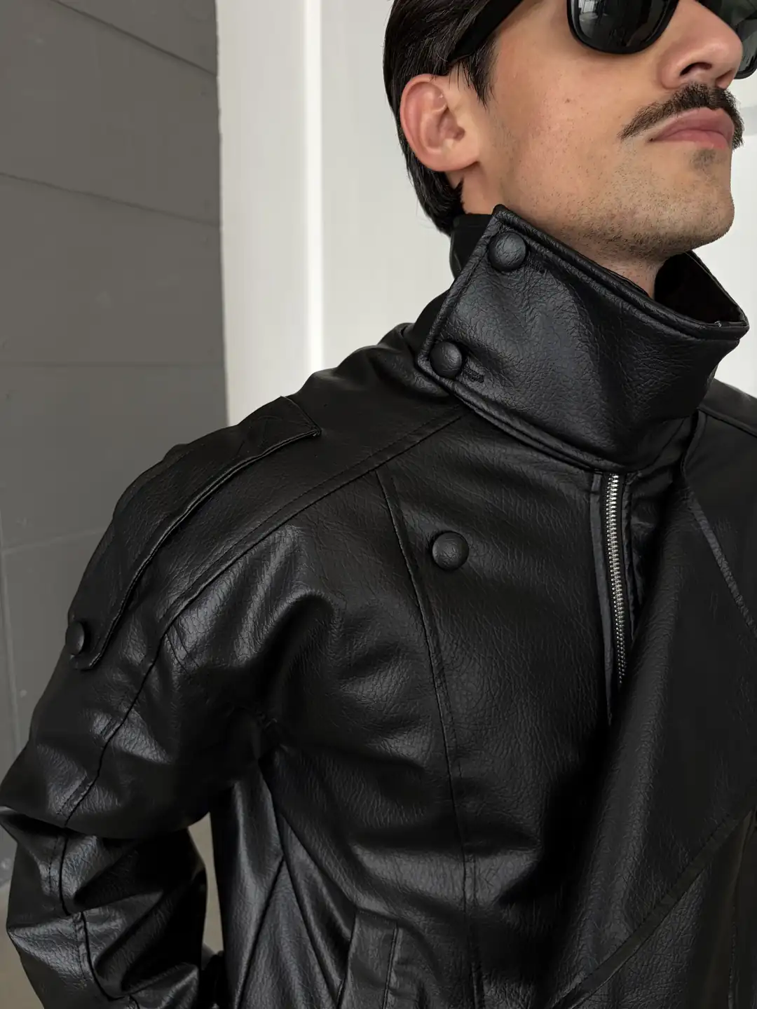 RELAXED FIT DERİ BIKER CEKET