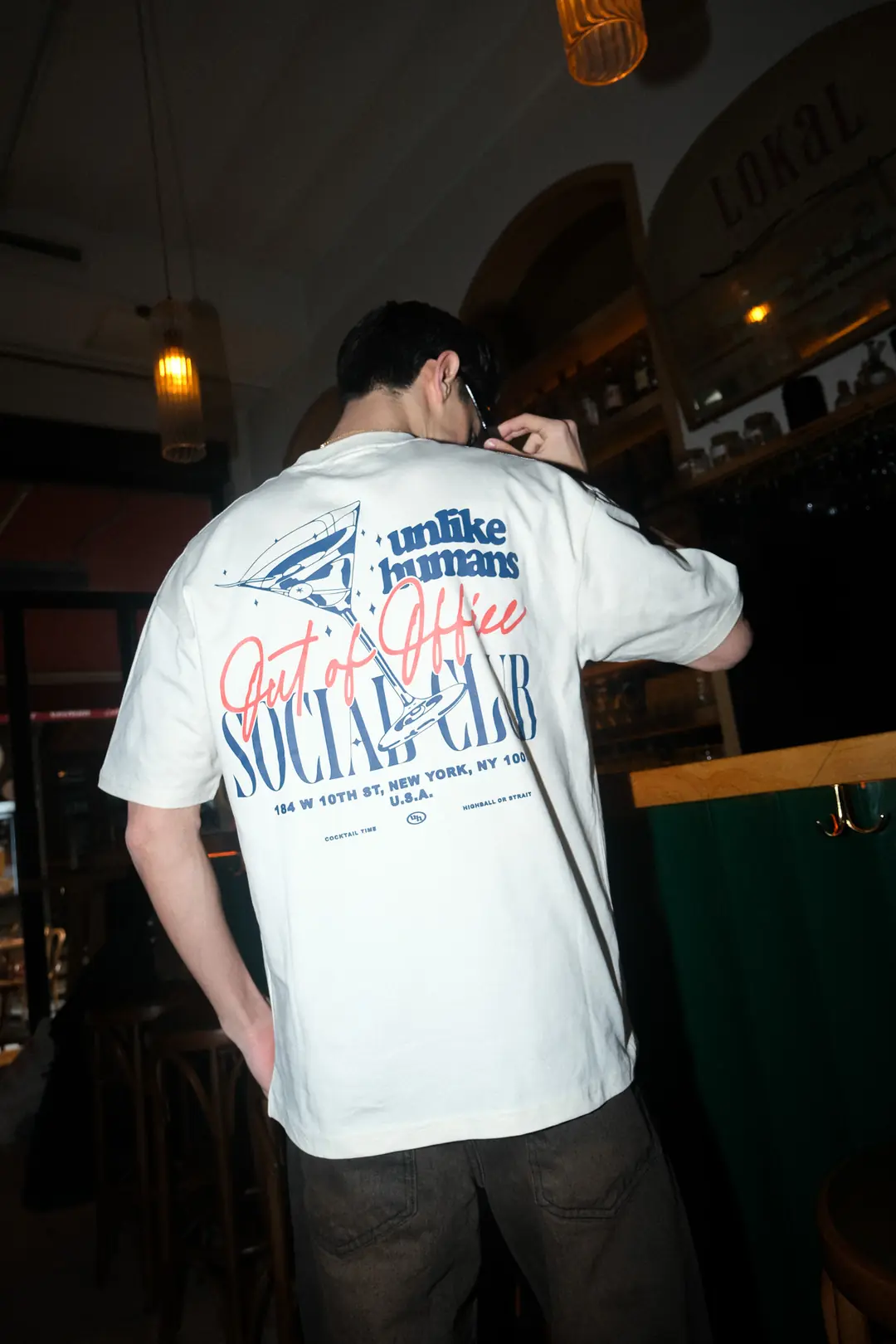 Cocktail Club Baskılı Oversize Tişört