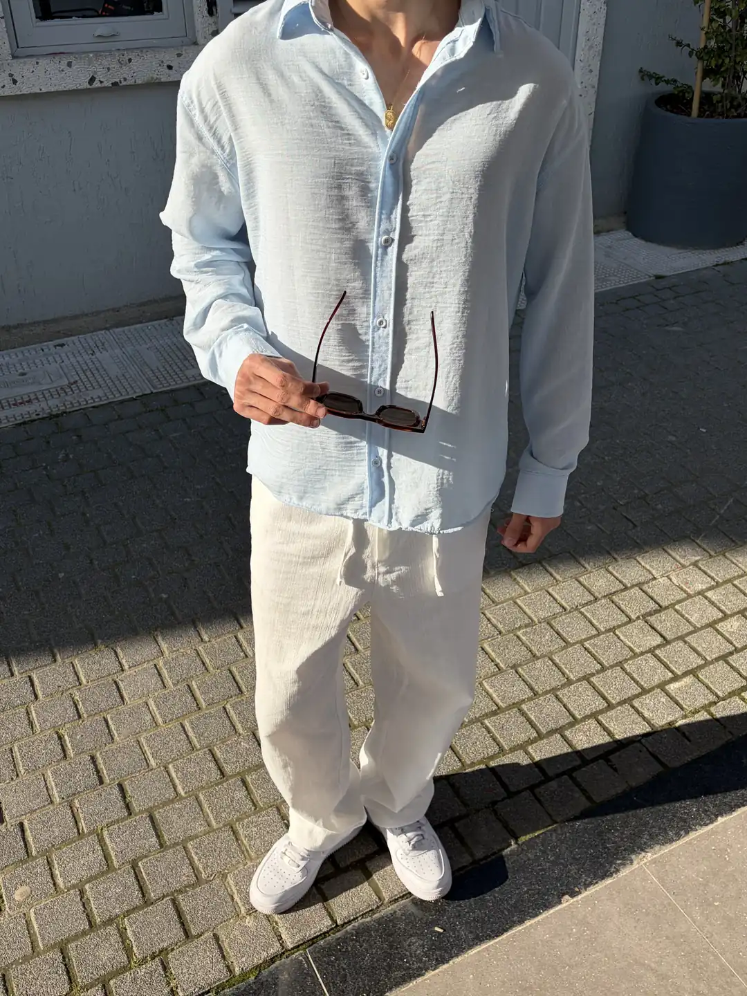 Bel Lastikli Keten Pantolon