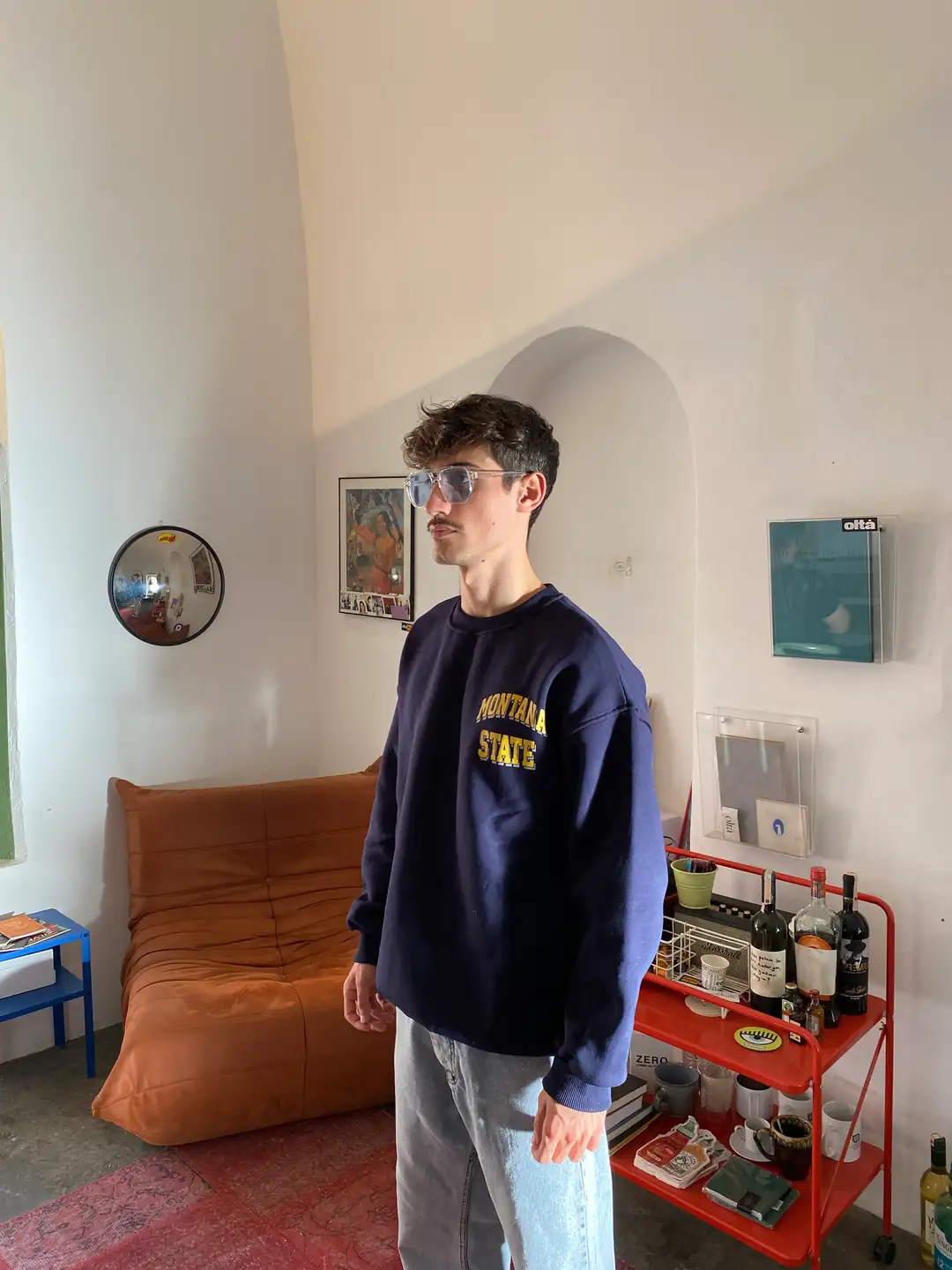 Lacivert, Montana State Baskılı Sweatshirt