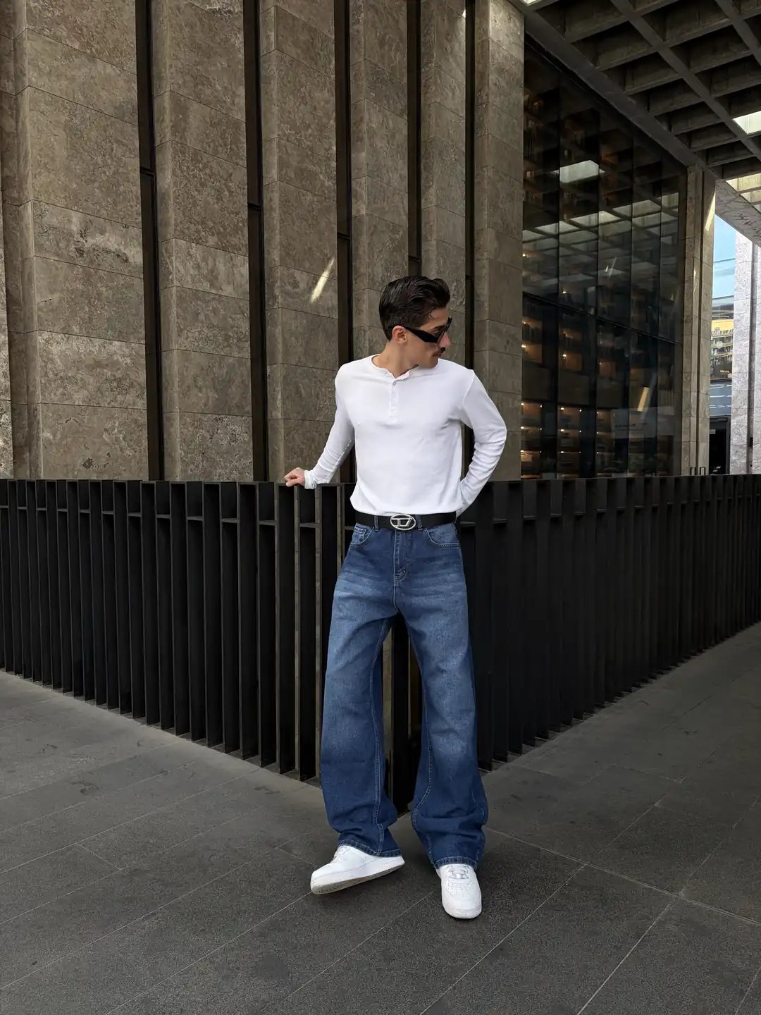 Yıkamalı Mavi Baggy Jean