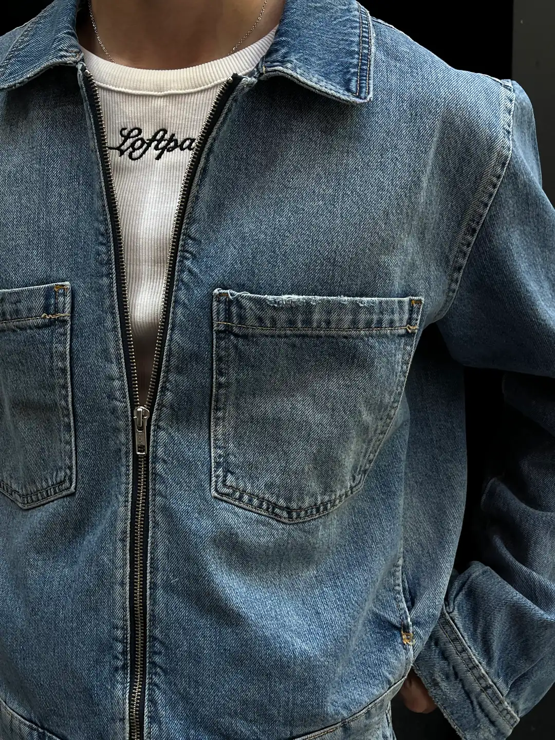 Vintage Wash Boxy Fit Denim Ceket