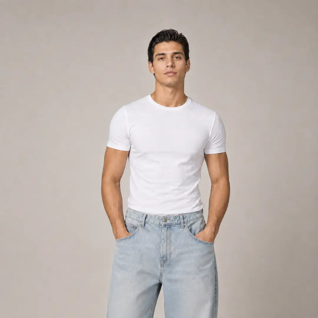 Ürün görseli: Muscle Fit Tişört - Baby Tee - Beyaz