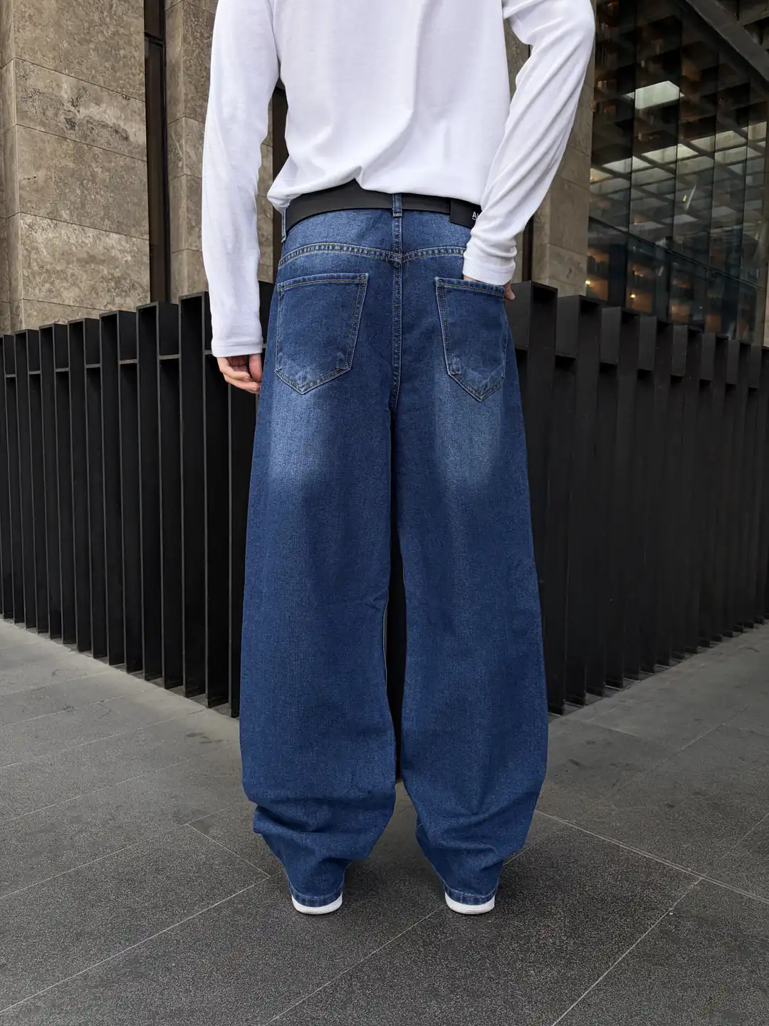 Yıkamalı Mavi Baggy Jean