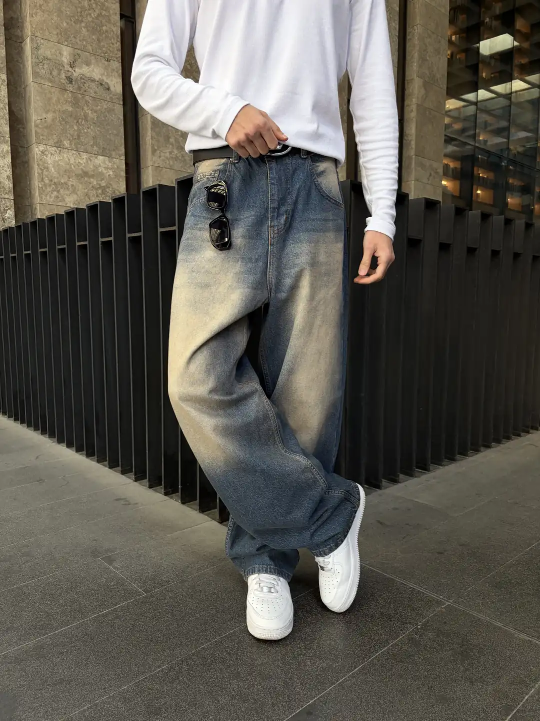 Eskitme Mavi Extra Baggy Jean